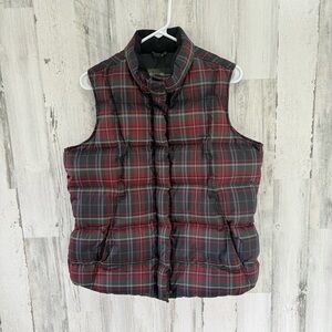 Eddie Bauer Women’s Size Large Goose Down Tartan Plaid Puffer Vest